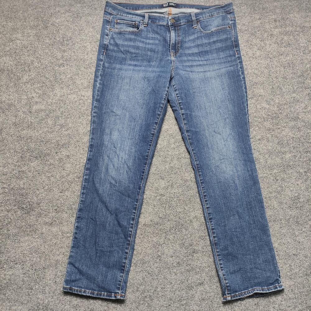 Gap Jeans Womens 16 Blue Medium Wash High Rise Classic Straight Denim Classic